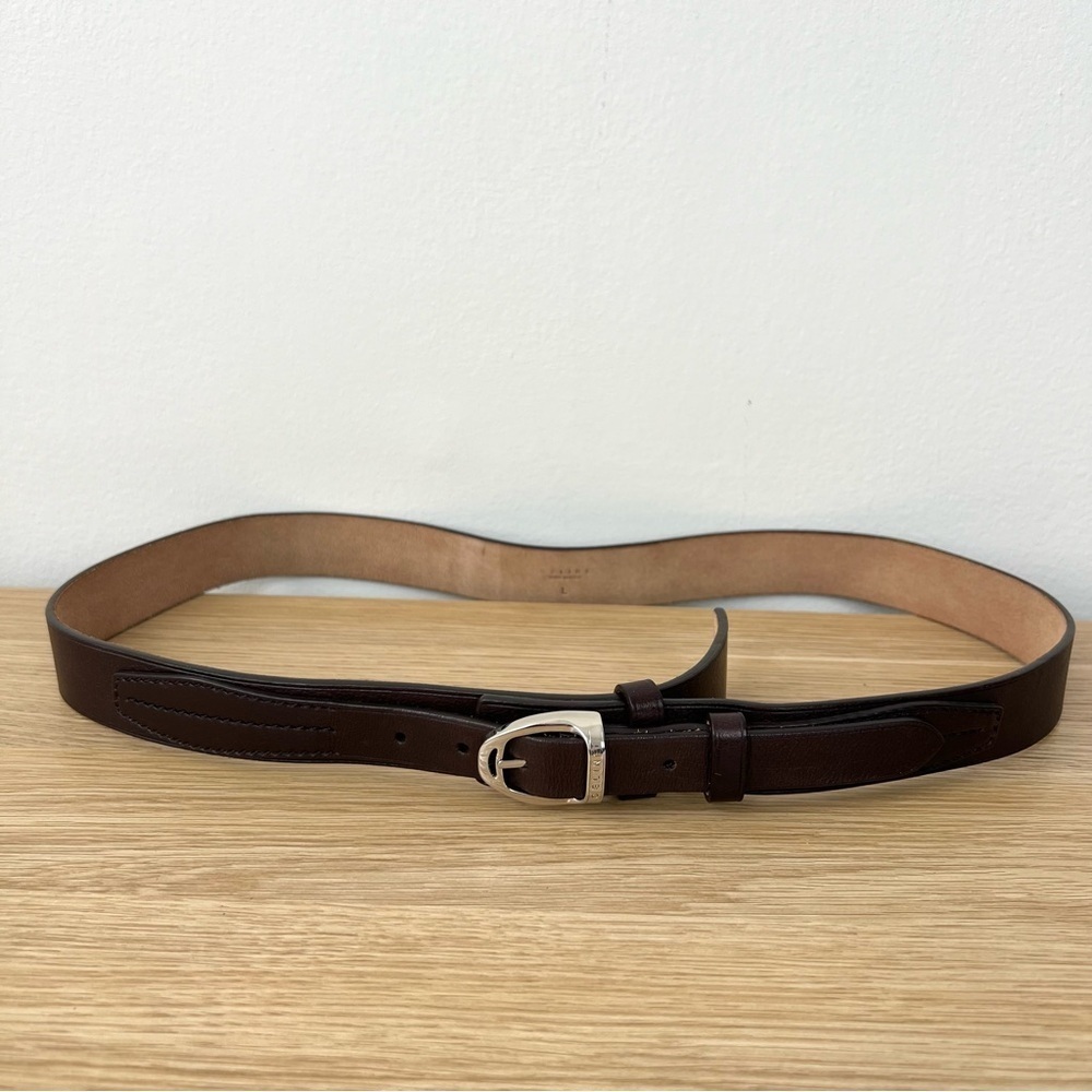 Celine Brown Leather Belt with Silver Hardware